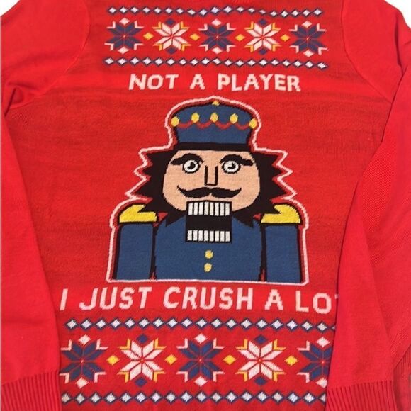 Tipsy Elves Nutcracker Not A Player I Just Crush A Lot Ugly Sweater Size M - Picture 4 of 10